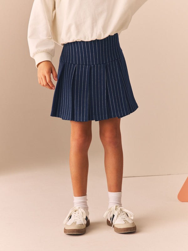 Navy Blue Stripe Pleated Skort (3-16yrs)