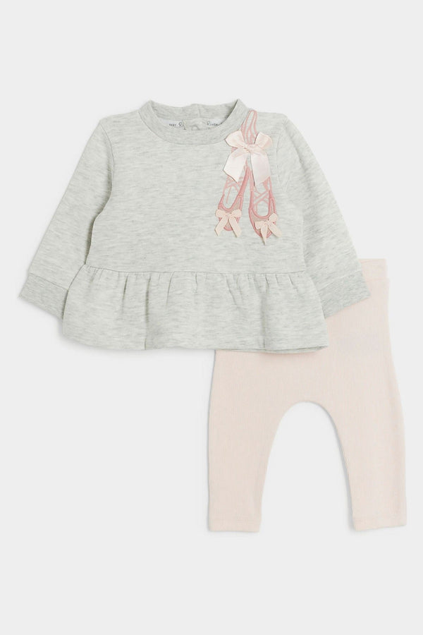 River Island Grey Baby Girls Ballet Peplum 100% Cotton Sweatshirt Set