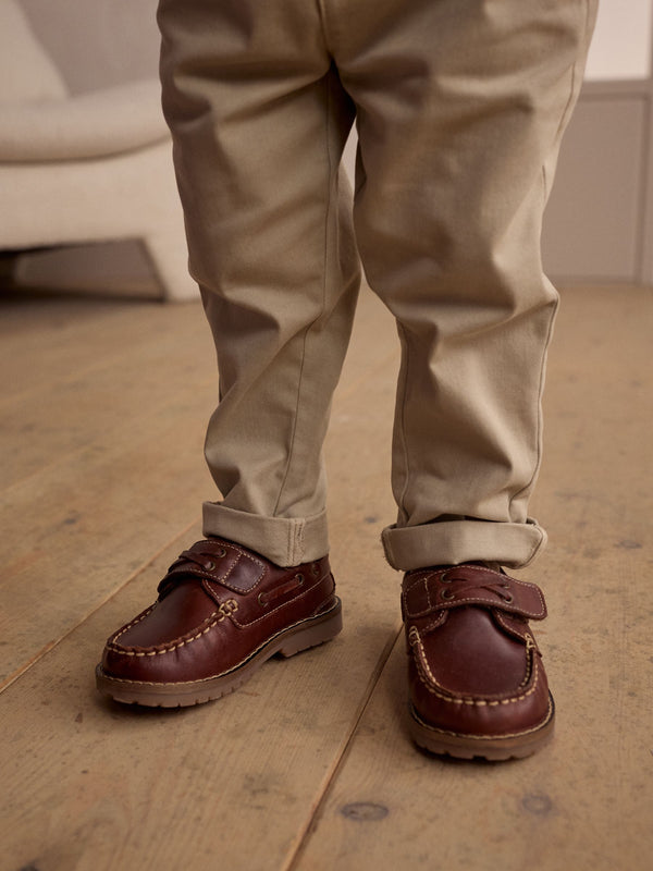 Tan Brown Touch Fastening Boat Shoes