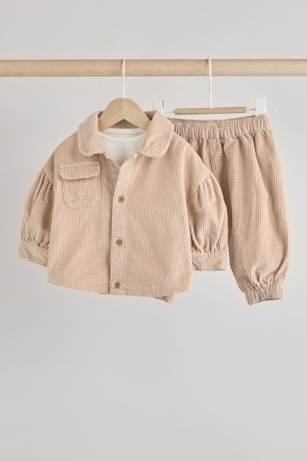 Neutral Baby Shirt And Trousers 3 Piece Set (0mths-2yrs)