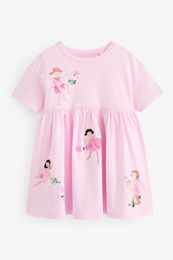 Pale Pink Short Sleeve Jersey Dress (3mths-7yrs)