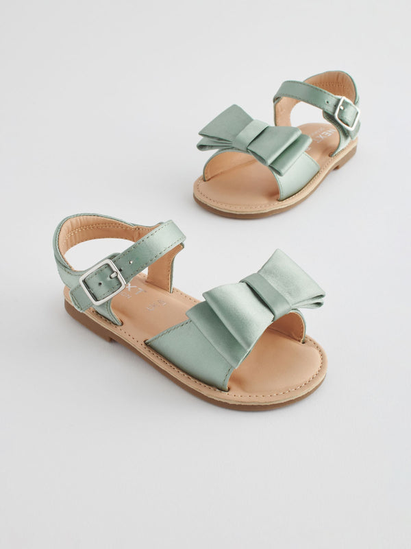 Sage Green Satin Bridesmaid Bow Sandals