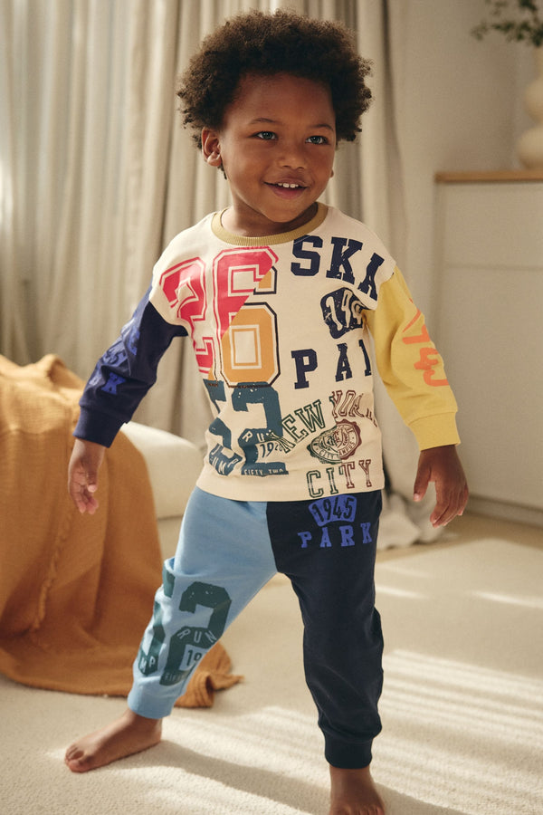 Multi Bright Varsity Oversized Single 100% Cotton Pyjamas (9mths-8yrs)