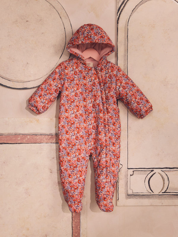 Cath Kidston Red Floral Baby Corduroy All-in-one Pramsuit