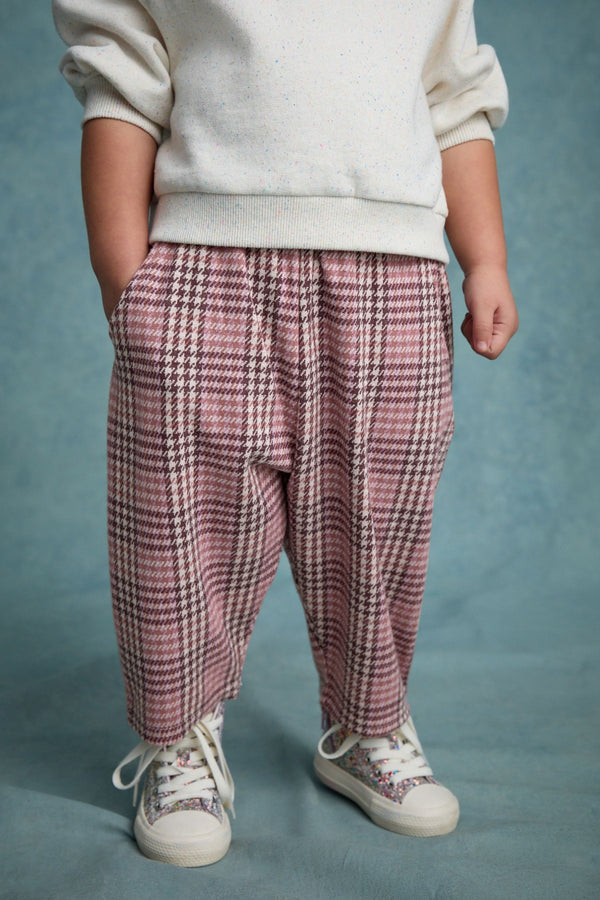 Pink Check Textured Podgey Trousers (3mths-7yrs)