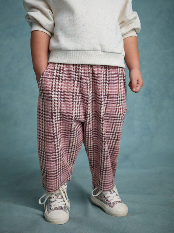Pink Check Textured Barrel Leg Trousers (3mths-7yrs)