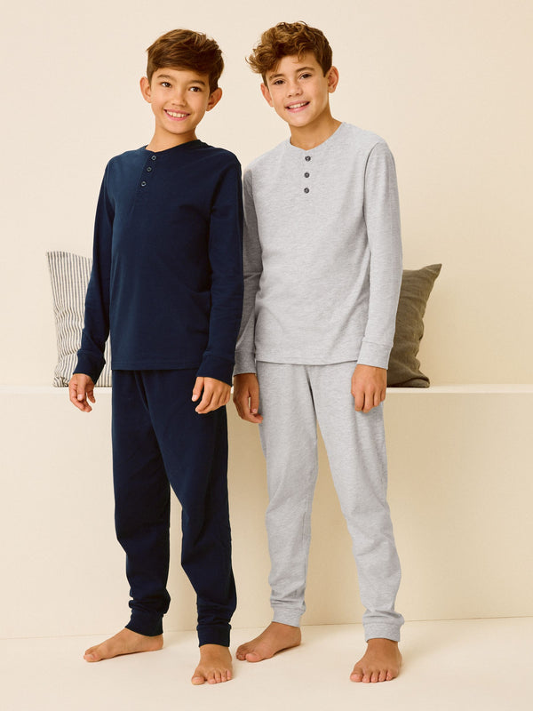 Navy/Grey 2 Pack Long Sleeve Pyjamas (3-16yrs)