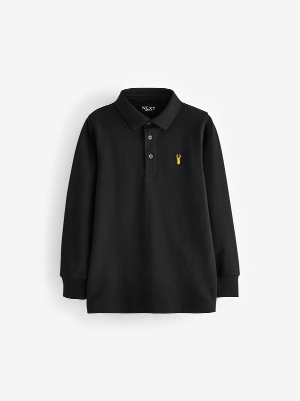 Black Long Sleeve Polo Shirt (3-16yrs)