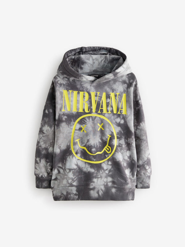 Black/White Nirvana Band Tie Dye 100% Cotton Hoodie (3-16yrs)