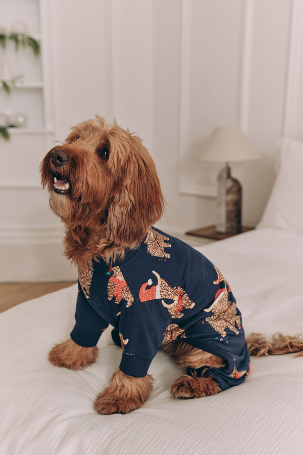 Navy Blue Matching Family Pets Christmas Hamish The Highland Cow Pyjamas