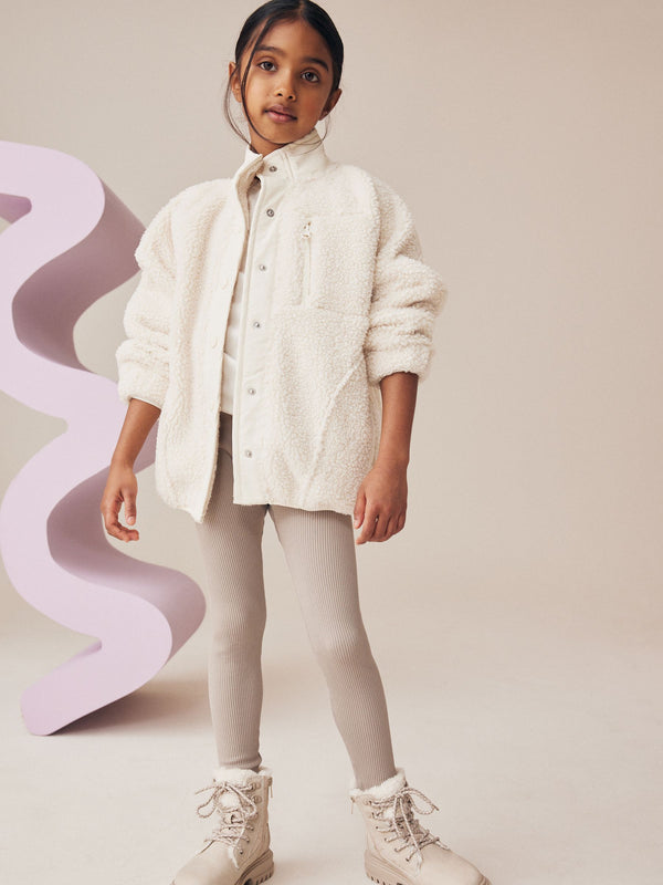 Beige Seamless Ribbed High Waist Leggings (3-16yrs)