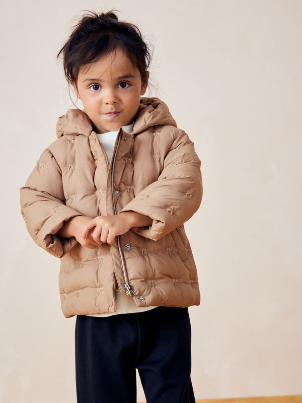 Neutral Shower Resistant Neutral Bow Padded Coat (3mths-7yrs)