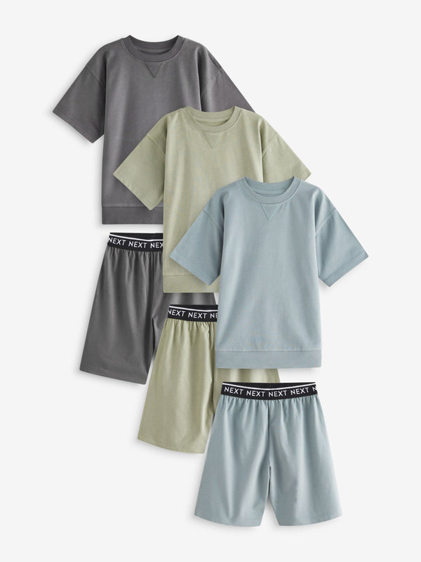 Sage Green Short Pyjamas 3 Pack (3-16yrs)
