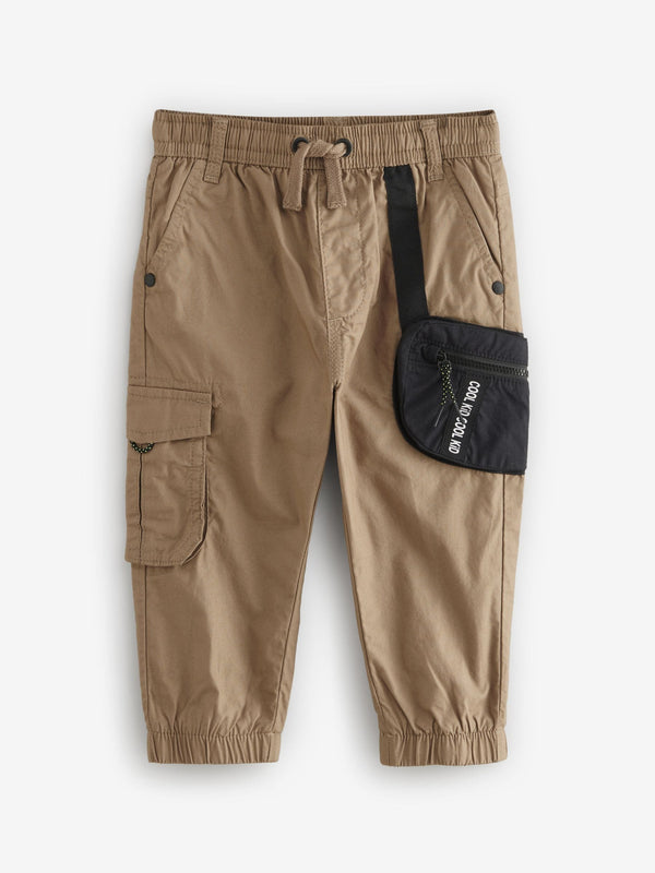 Tan Brown Bumbag Lined 100% Cotton Cargo Trousers (3mths-7yrs)