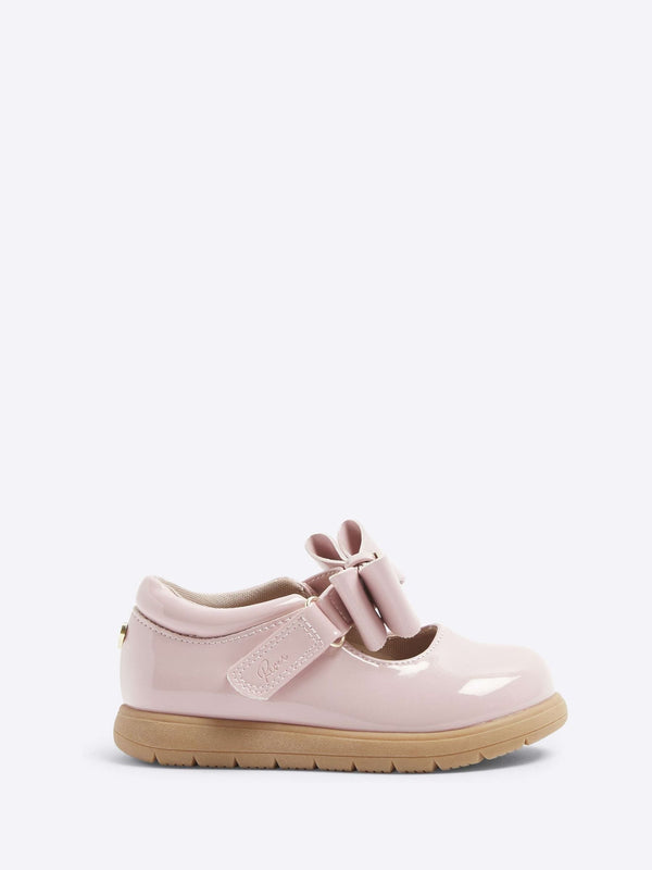 River Island Pink Girls Patent Bow Mary Jane Shoes