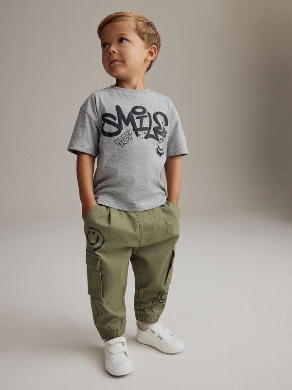 Khaki/Grey T-Shirt and Cargo Trousers Set (3mths-7yrs)