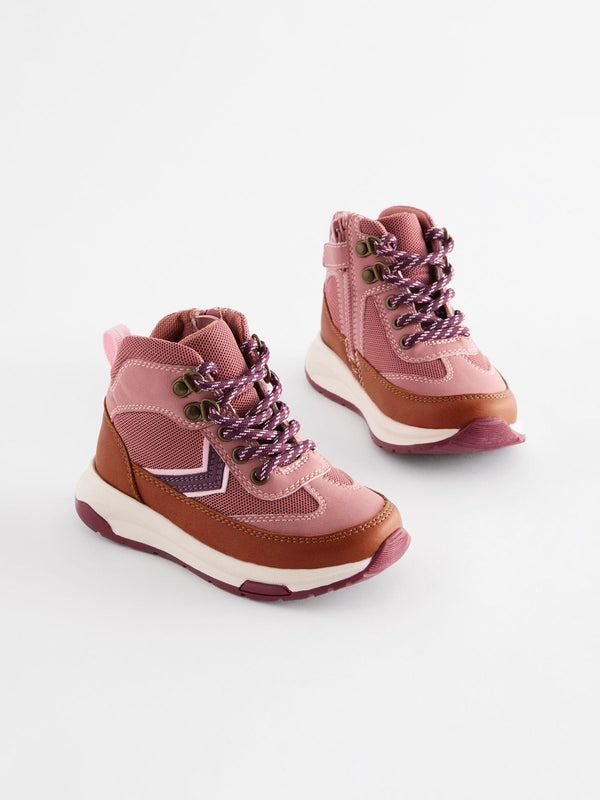 Pink Neutral Water Repellent Lace-Up Sporty Hiker Boots