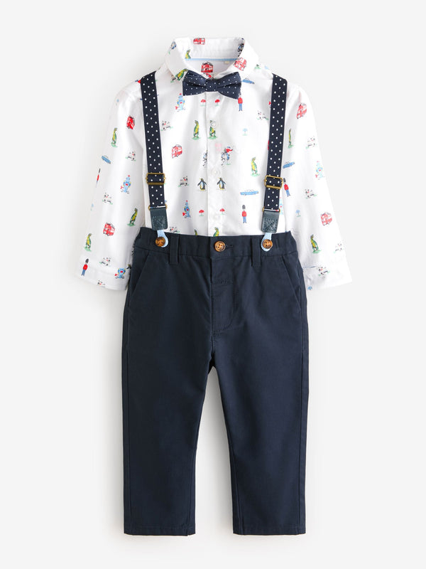 Cath Kidston Navy/White Shirt, Trousers, Braces & Bow Tie Set (3mths-9yrs)