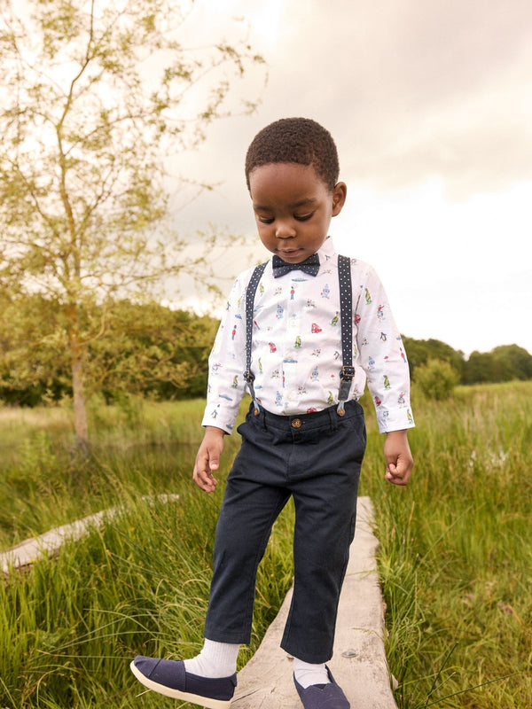 Cath Kidston Navy/White Shirt, Trousers, Braces & Bow Tie Set (3mths-9yrs)