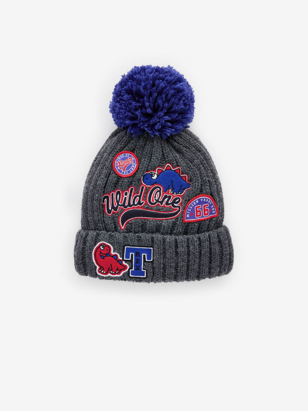 Varsity Dino Character Pom Hat (3mths-10yrs)