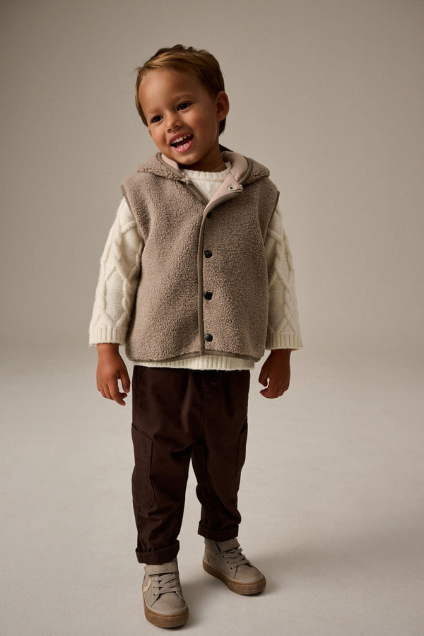 Tan Brown Fleece Gilet Jacket (3mths-7yrs)