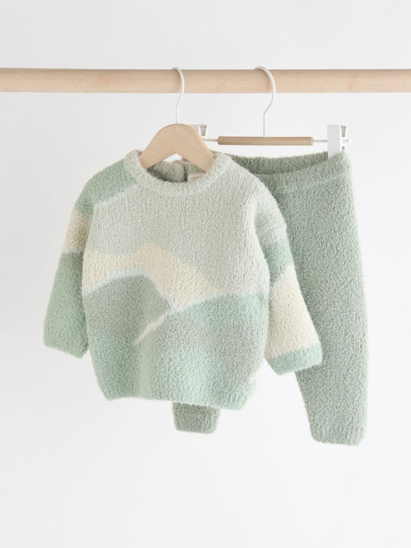 Sage Green Baby Knitted Jumper and Leggings Set (0mths-2yrs)