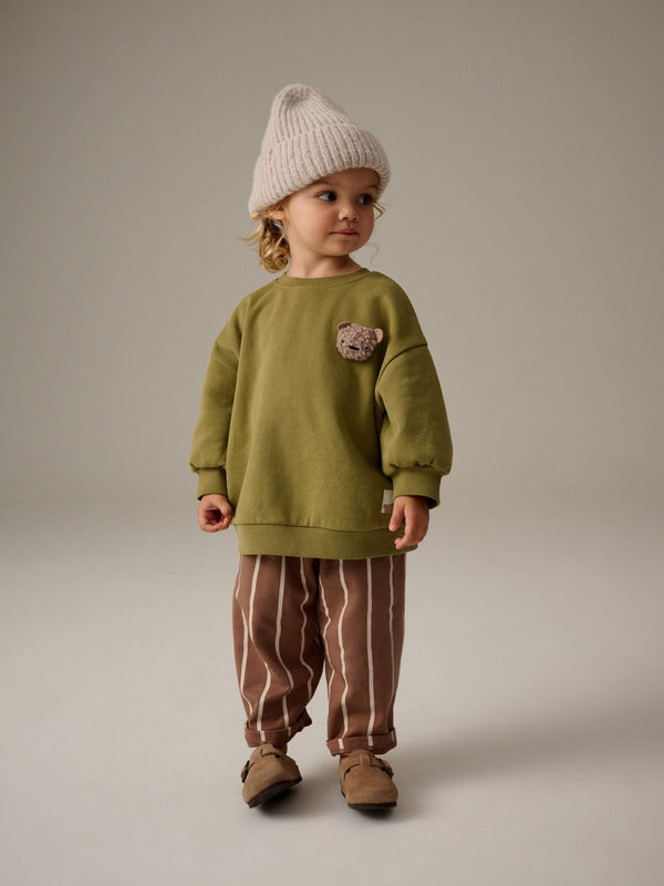 Green Sweatshirt and Barrel Leg 100% Cotton Joggers Set (3mths-7yrs)