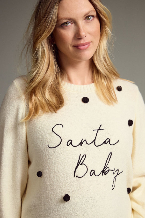 White Maternity Christmas Jumper