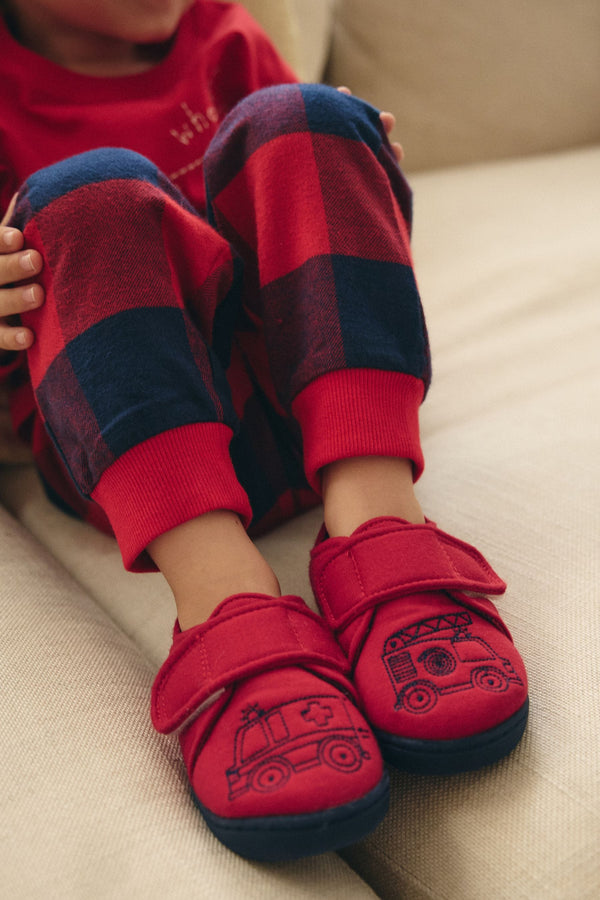 Red Transport Touch Fastening Cupsole Slippers