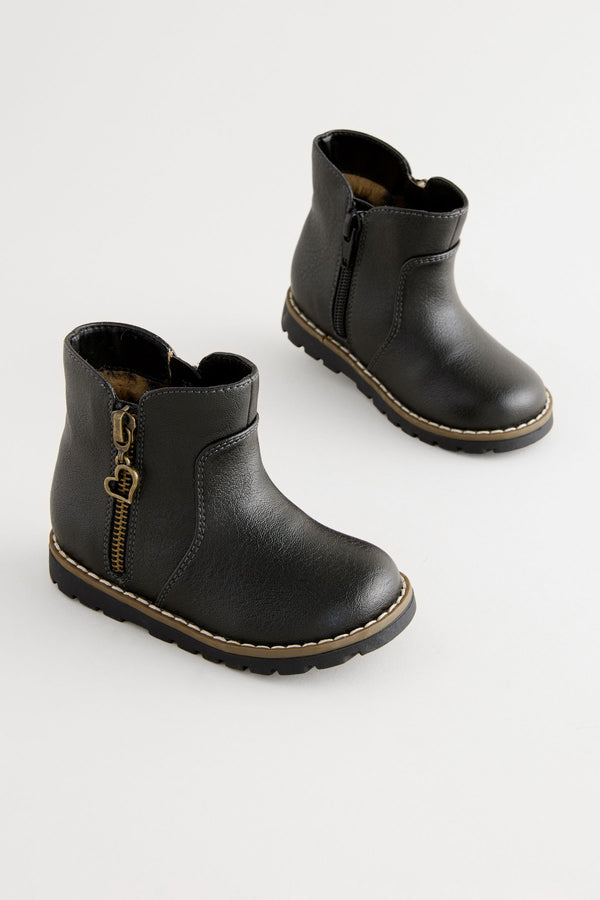 Black Standard Fit (F) Chelsea Zip Ankle Boots