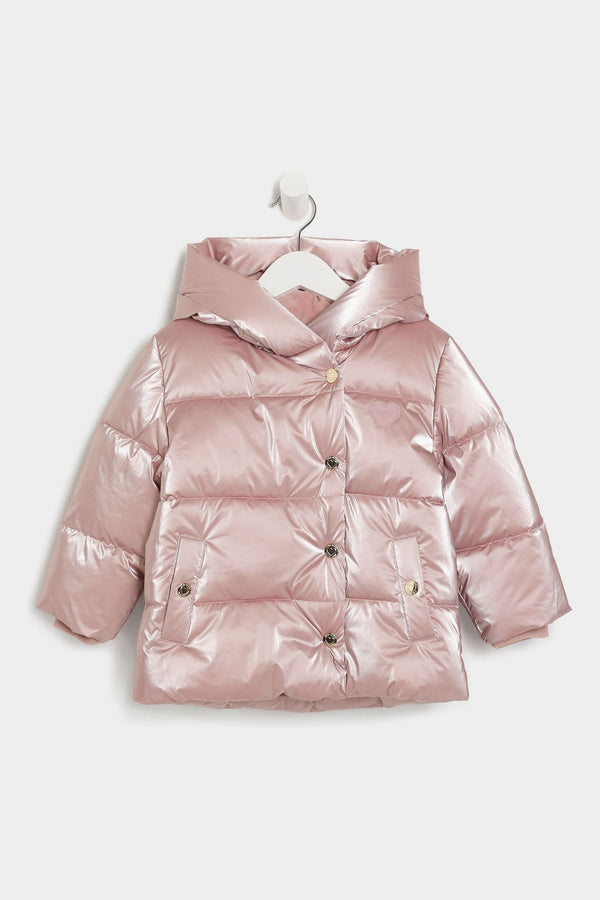 River Island Pink Girls Heart Padded Puffer Coat