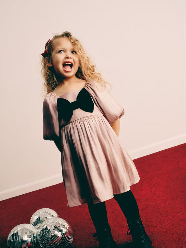 Velvet bow occasion dress