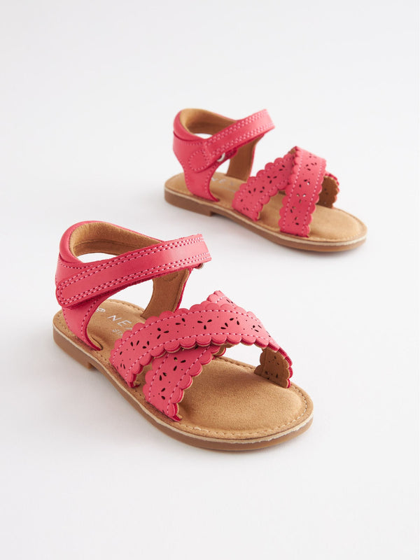 Pink Standard Fit (F) Cross Strap Sandals