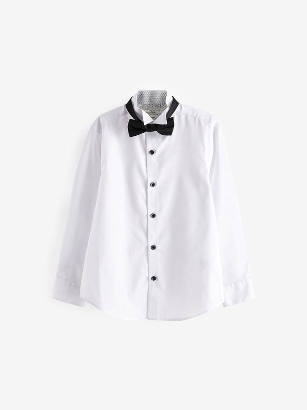 White Long Sleeve Smart Shirt with Bowtie (3-16yrs)