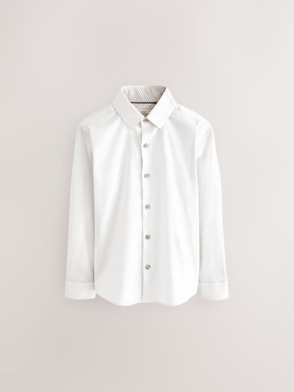 White Long Sleeves Smart Trimmed Shirt (3-16yrs)