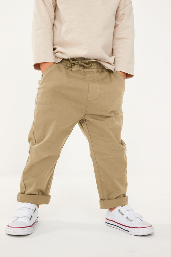 Neutral Tan Loose Fit Pull-On Chino Trousers (3mths-7yrs)