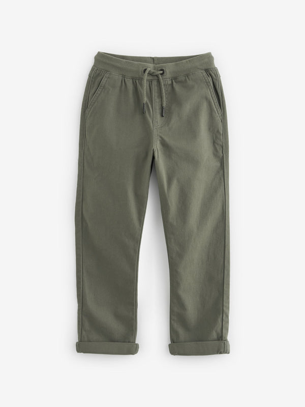 Khaki Green Regular Fit Rib Waist Pull-On Trousers (3-16yrs)
