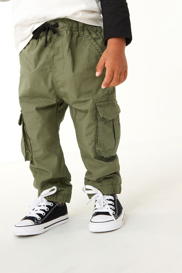 Khaki Green Lined Cargo Trousers (3mths-7yrs)