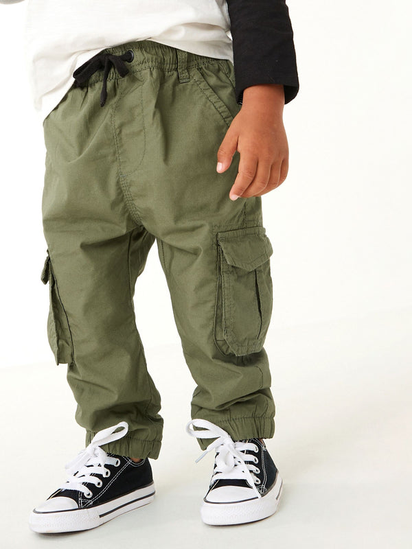 Khaki Green Lined Cargo Trousers (3mths-7yrs)