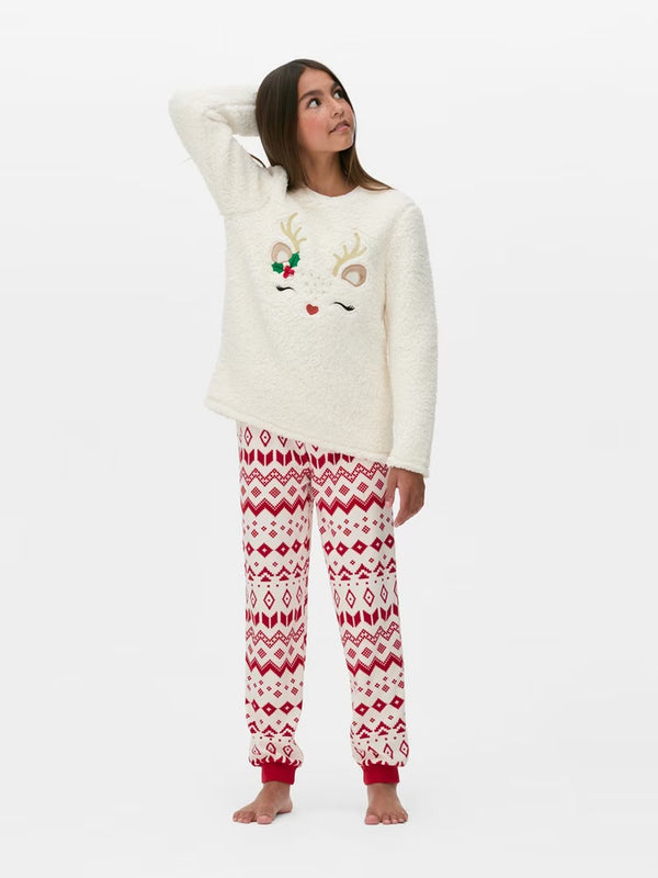 Kids’ Reindeer Borg  Pyjamas