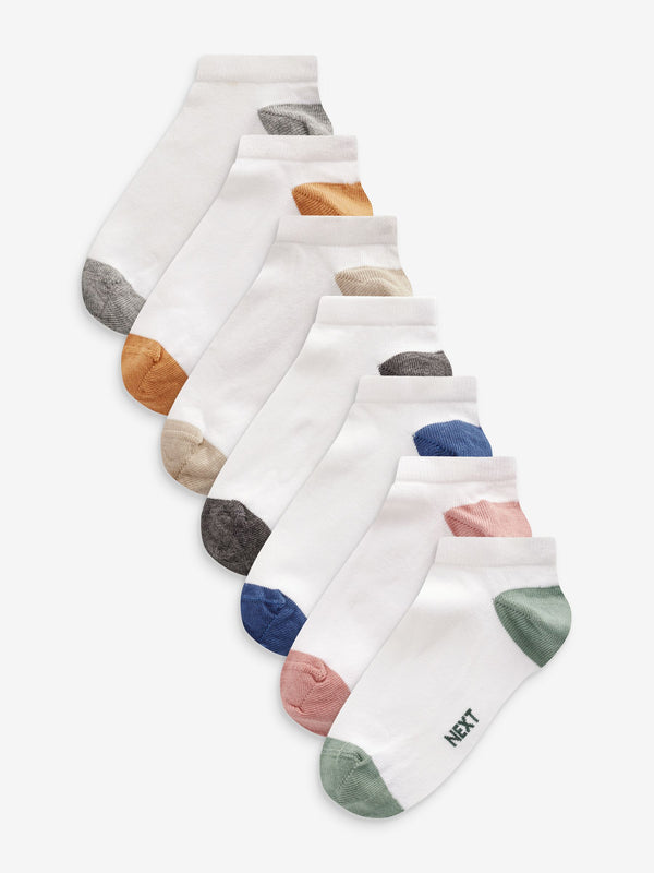 White/Bright Heel and Toe Rich Trainers Socks 7 Pack