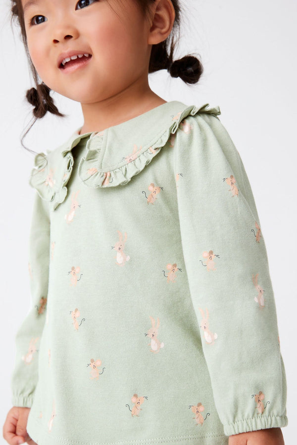 Copy Sage Green Bunny Collared Cotton Blouse