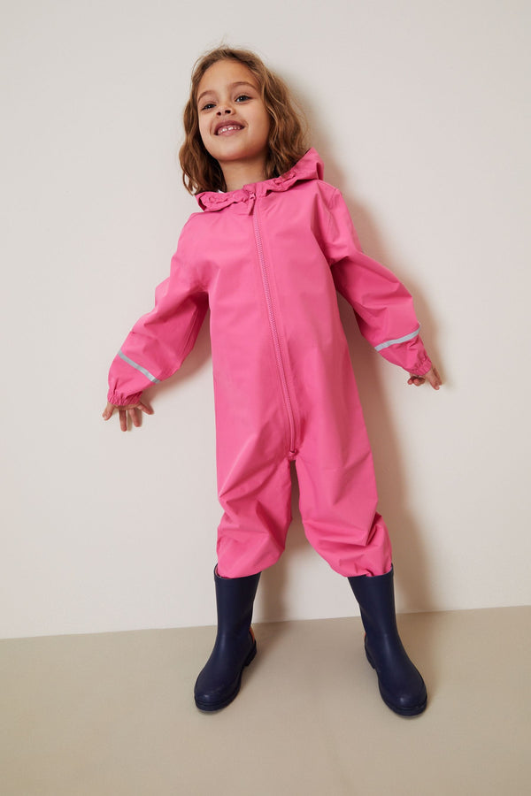 Pink Zip Lined Hooded Waterproof Puddlesuit (12mths-10yrs)