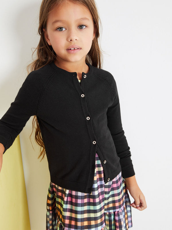 Black Button-Up Cardigan (3-16yrs)