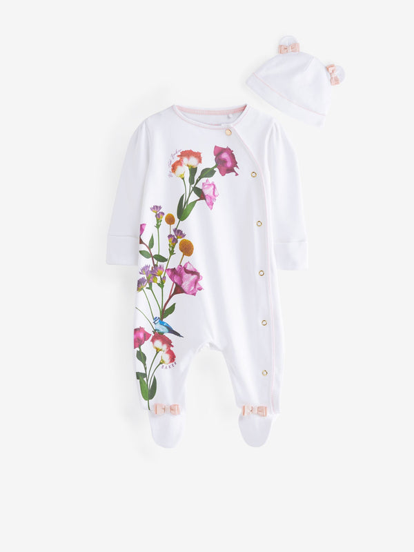Baker by Ted Baker 2 Piece 100% Cotton Printed Sleepsuit & Hat Set