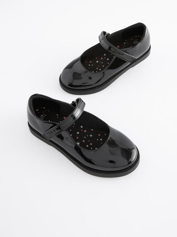 Black Patent School Mary Jane Crepe Sole Shoes