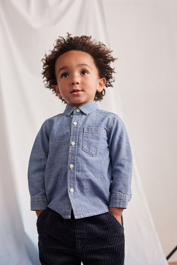 Blue Long Sleeve Chambray Shirt (3mths-12yrs)