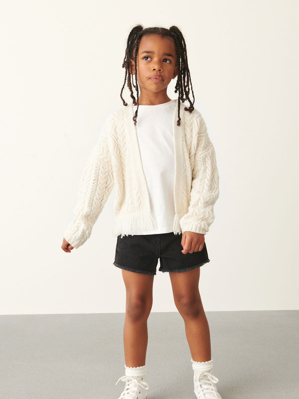 Black Regular Length Frayed Edge Denim Shorts (3-16yrs)
