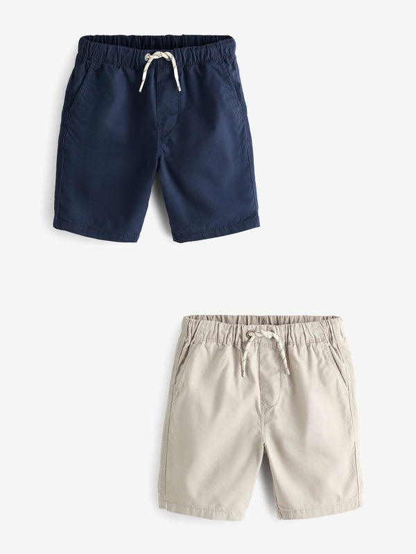 Navy Blue/Stone Cream Regular Fit Pull-On Shorts 2 Pack (3-16yrs)