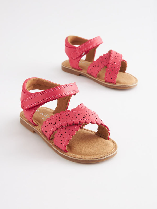 Pink Wide Fit (G) Cross Strap Sandals